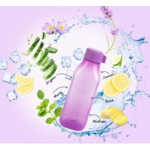 Эко-бутылка (1л) квадратная розовая